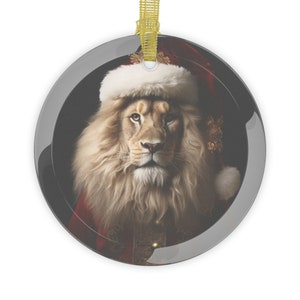 Lion Santa Christmas Ornament | Christmas Ornament | Lion Santa | Think Like A Lion | Christmas Ornaments | Christmas Tree Ornaments