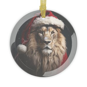 Lion Santa Christmas Ornament | Christmas Ornament | Lion Santa | Think Like A Lion | Christmas Ornaments | Christmas Tree Ornaments