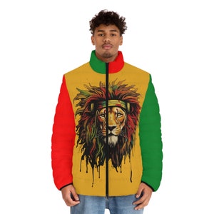 Rasta Jacke, Rasta Kleidung, Steppjacke, König der Könige, Geschenk für sie, bestes Geschenk, Geschenke für ihn, Geschenke für Freund, Herrenbekleidung