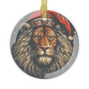 Lion Santa Christmas Ornament | Christmas Ornament | Lion Santa | Think Like A Lion | Christmas Ornaments | Christmas Tree Ornaments