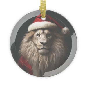 Lion Santa Christmas Ornament | Christmas Ornament | Lion Santa | Think Like A Lion | Christmas Ornaments | Christmas Tree Ornaments