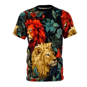 Lion Unisex Pattern T-Shirt, Lion T Shirt, Unisex Lion Shirt, Lion Print Shirt, Think Like A Lion, Lion T-Shirt, Lion Camp Design