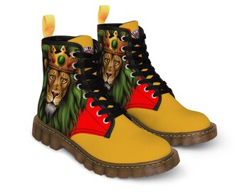 Rasta Lion Boot, Womens Rasta Shoes, Gift For Her, Unique Gift, For Her, Canvas Boot, For Her, Foot Love, Rasta Lion