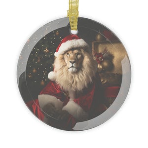 Lion Santa Christmas Ornament | Christmas Ornament | Lion Santa | Think Like A Lion | Christmas Ornaments | Christmas Tree Ornaments