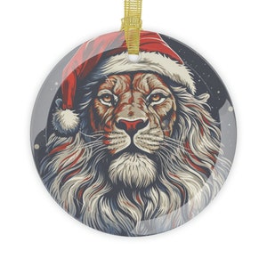Lion Santa Christmas Ornament | Christmas Ornament | Lion Santa | Think Like A Lion | Christmas Ornaments | Christmas Tree Ornaments
