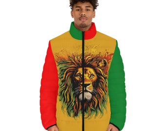 Rasta Jacket, Rasta Clothing, Puffer Jacket, King of Kings, Gift For Her, Best Gift, Gifts For Him, Gifts For Boyfriend, Mens Clothing