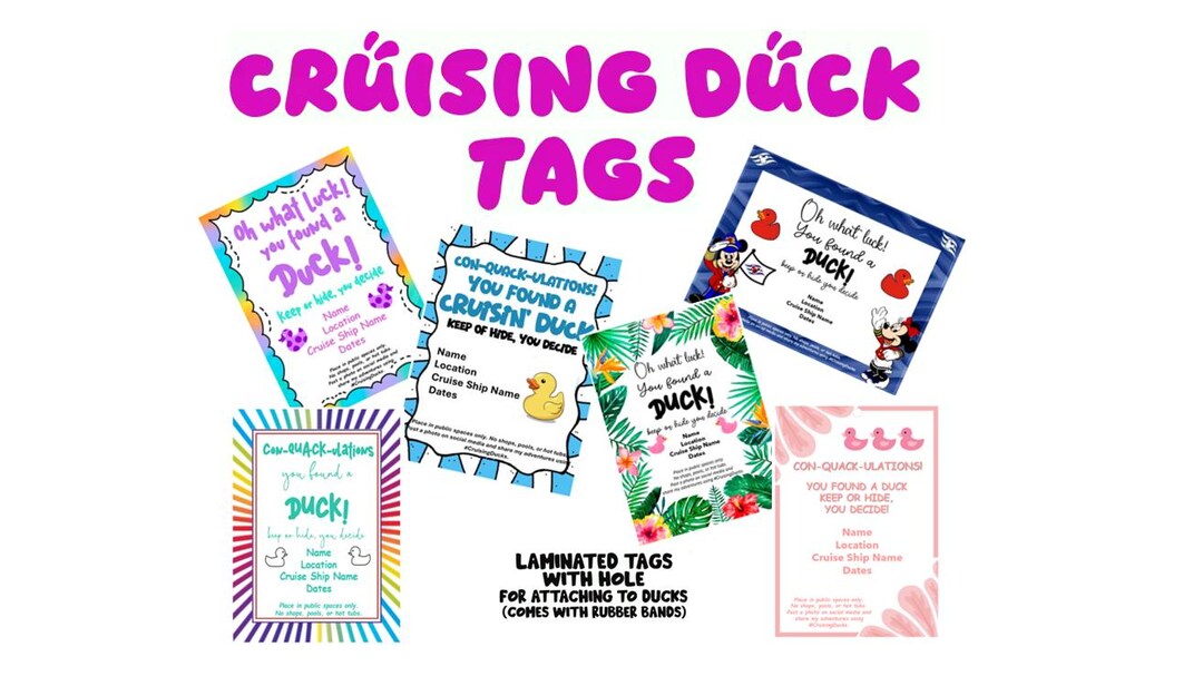 Laminated Cruising Duck Tags, Custom Cruising Duck Tags - Etsy