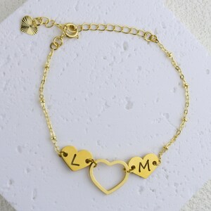 Personalized Initial Heart Bracelet,Personalized Bracelet, Heart Bracelet