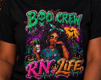 Zombie Nurse RN Halloween PNG, Spooky Horror Glam Sublimation Graphic (Digital Download)