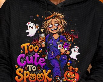 Zbyt słodkie, by przestraszyć pielęgniarkę na Halloween PNG, zabawny projekt sublimacji pielęgniarki, upiorny medyczny PNG, projekt koszulki pielęgniarki na Halloween
