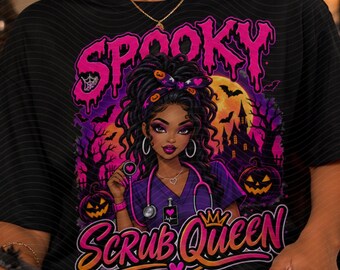 Upiorna Królowa Peelingu Różowa Kropla PNG, Halloweenowa Pielęgniarka PNG, Upiorna Pielęgniarka Sublimacja, Grafika na Koszulce Pielęgniarki, Prezent dla Pielęgniarki do Pobrania Cyfrowego