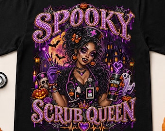 Upiorna Pielęgniarka Królowa Scrub PNG, Halloween RN Sublimacja Projektu (Pobieranie Cyfrowe)
