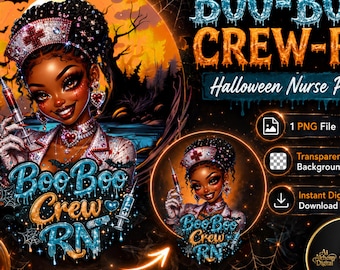 Halloween Nurse PNG, Boo Boo Crew RN Sublimation Design (Digital Download)