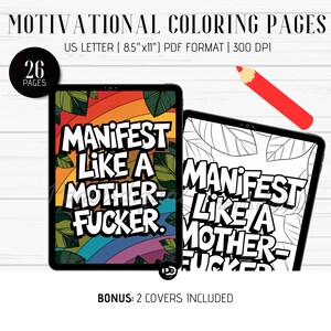 26 páginas para colorear para adultos con palabrotas: páginas imprimibles con palabras groseras para aliviar el estrés y fomentar la creatividad. Citas motivacionales.