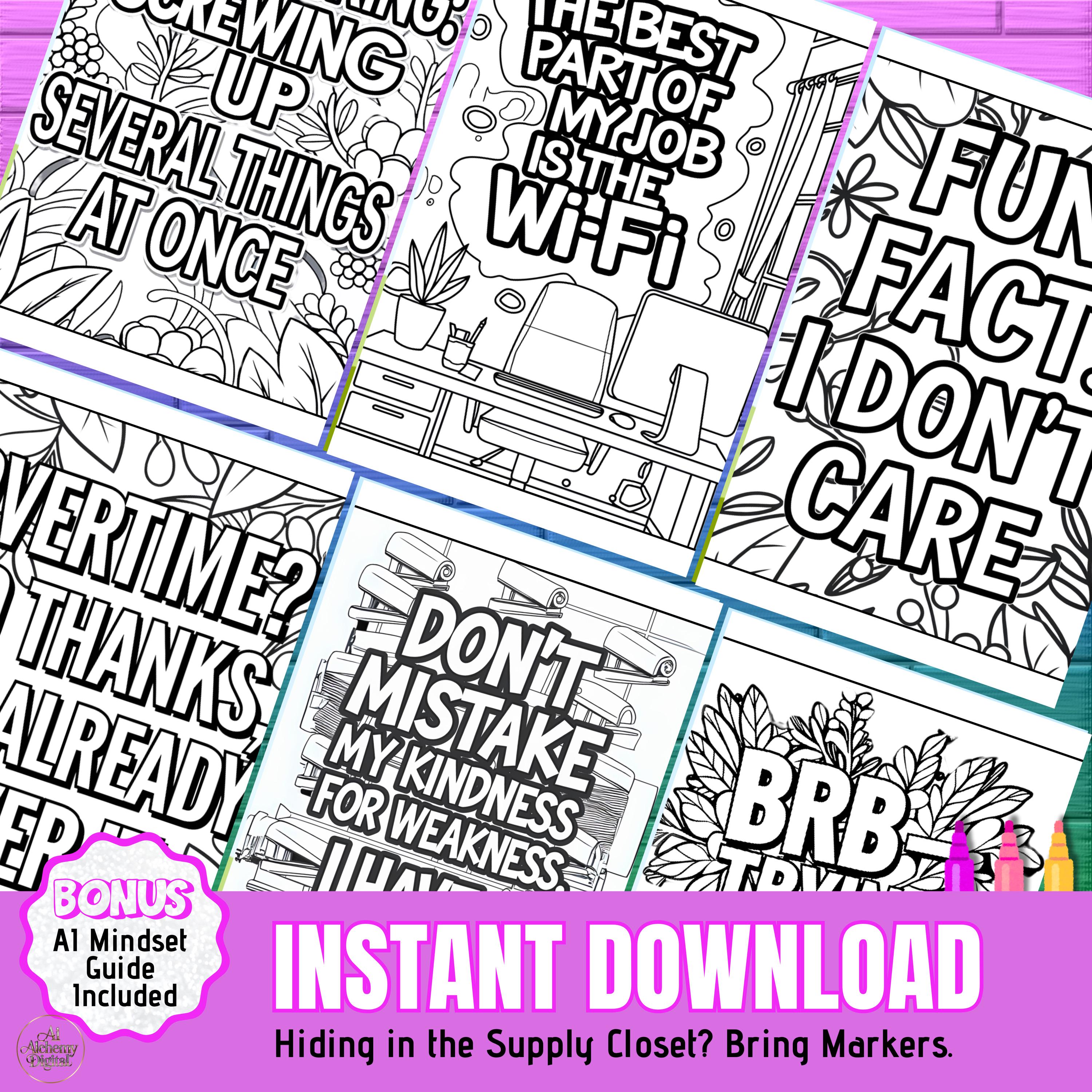 Office Rage Colouring In Funny Office Coloring Pages: Sarcastic Stress Relief (PDF Download, 37 ...