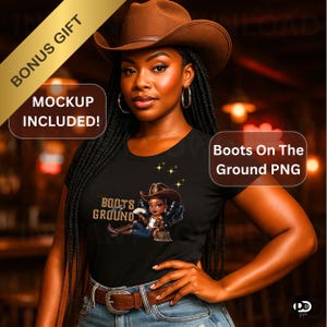 Boots On The Ground PNG | Black Cowgirl Digital Art | Digital Download for Apparel & Accessories Black Cowgirl Line Dance PNG | Viral Dance