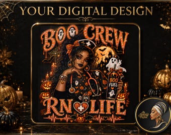 Spooky Nurse Halloween PNG, RN Life Sublimation Design (Digital Download)
