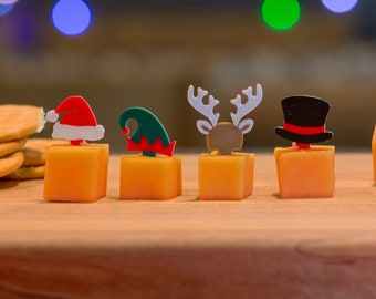 Christmas Food Picks: Holiday Hats, Santa, Elf, Reindeer (20 Pack)