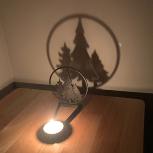 Christmas Trees Tealight Shadow Caster - Christmas Tea Light Holder - 3D Printed holiday shadow art