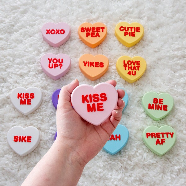 Large Conversation Hearts Custom Text, Classic and Sassy Phrases, Plastic Valentines Day Candy Hearts, Modern Sweetheart Gift Decor