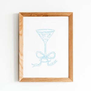Niebieski Bow Martini Bar Cart Wydruk
