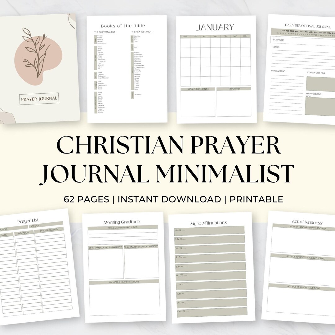 Bible Study Prayer Journal INSTANT DOWNLOAD Christian Faith Printable ...