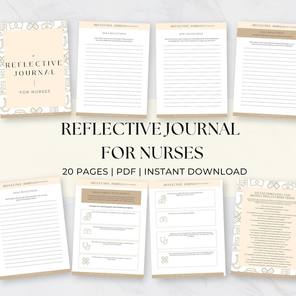 Nursing Reflection Guided Mental Health & Wellness Self-Care Journal INSANT DOWNLOAD Empowerment for Nurses,  Daily Mindfulness Prompt Diary