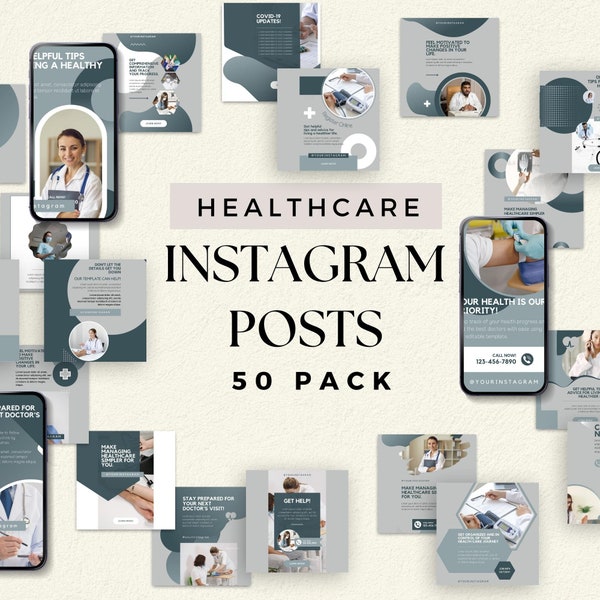 Healthcare Instagram Canva Templates INSTANT DOWNLOAD Editable Informative Social Media Posts, Wellness Highlight for Medical Professionals