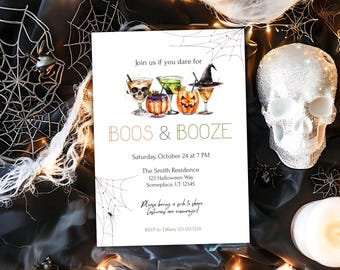 Boodschap en drank: Halloween-feestuitnodiging | Direct downloaden | Bewerkbare sjabloon