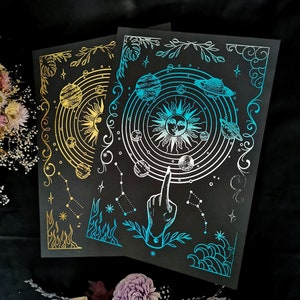 Impression astrologique poster affiche de foil dorure sur papier cartonné