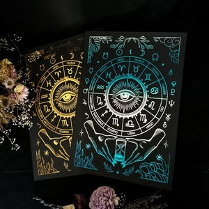 Impression astrologique poster affiche de foil dorure sur papier cartonné