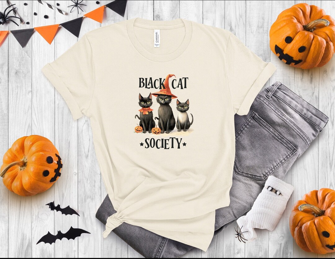 Black Cat Vintage Black Cat Halloween Shirt Black Cat Etsy