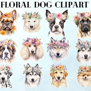 Floral Hund Clipart, Floral Hund Png, Floral Hund, Hund Clipart, Sublimation PNG, digitaler Download, Floral Bundle Hund, Floral Hund digitale Dateien