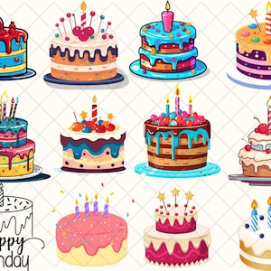 Birthday Cake SVG\ Clip Art Cut File Silhouette dxf eps png jpg\ Instant Digital Download