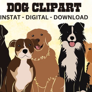 Hund Clipart , Haustier Clipart , Welpe Clipart , Tiere Cliaprt , Vektor , Haustier digital , süße Hunde Clipart , Instant download Illustration