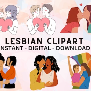 Clipart de meninas LGBTQ: "COUPLES LÉSBICAS" Clipart de lésbicas Clipart de bandeira LGBT Clipart de meninas Gráficos de meninas