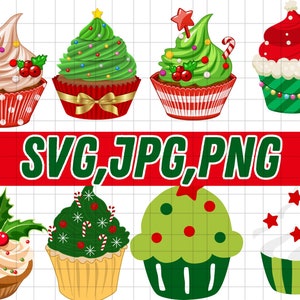 CUPCAKE SVG\ Christmas svg\ Christmas cupcake\ Christmas decoration\ Cake svg\ Dessert\ Svg files for Cricut and Silhouette