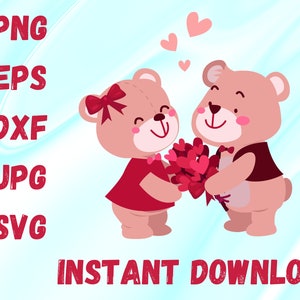 Hermosos Ositos de San Valentín, Ositos Lindos y Cariñosos, Producto Especial para el Día de San Valentín, Descarga Instantánea, Archivos Digitales.