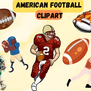 American football, Football clipart, Football watercolor, Football set clipart, Sport clipart, Football image Printable