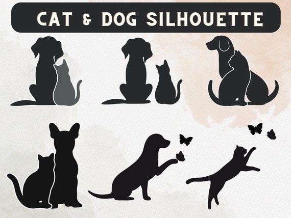 Katze Und Hund Silhouette Clipart