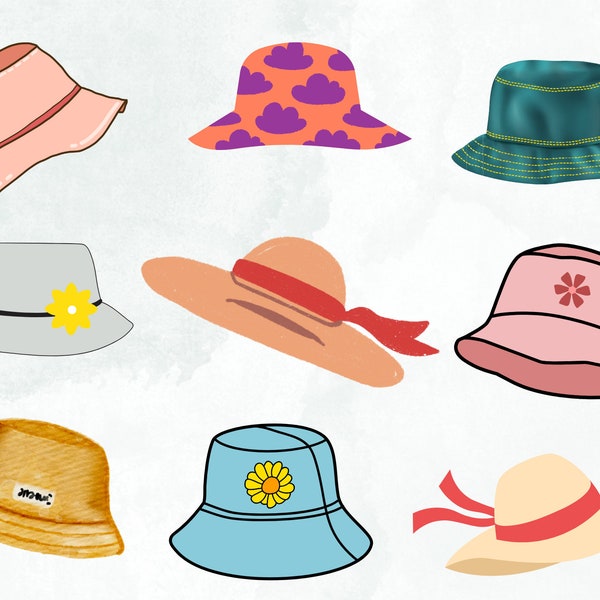 Bucket Hat SVG, Svg files for Cricut, Hat SVG, Bucket Hat Png, Bucket Hat Clipart, Paper Doll Clipart, Summer SVG, Bucket Hat Cut File