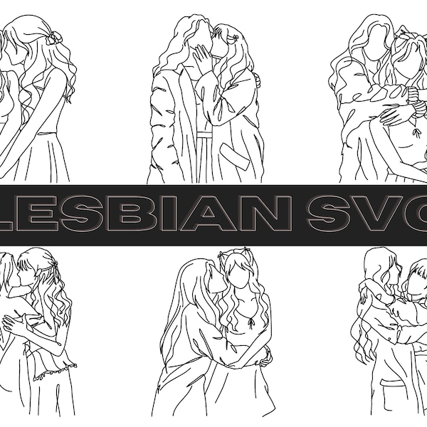 Couples lesbiens SVG, Mme et Mme SVG, Couples SVG, SVG lesbien, Love Silhouette SVG, Couple amoureux, Couple clipart, Silhouette de couple