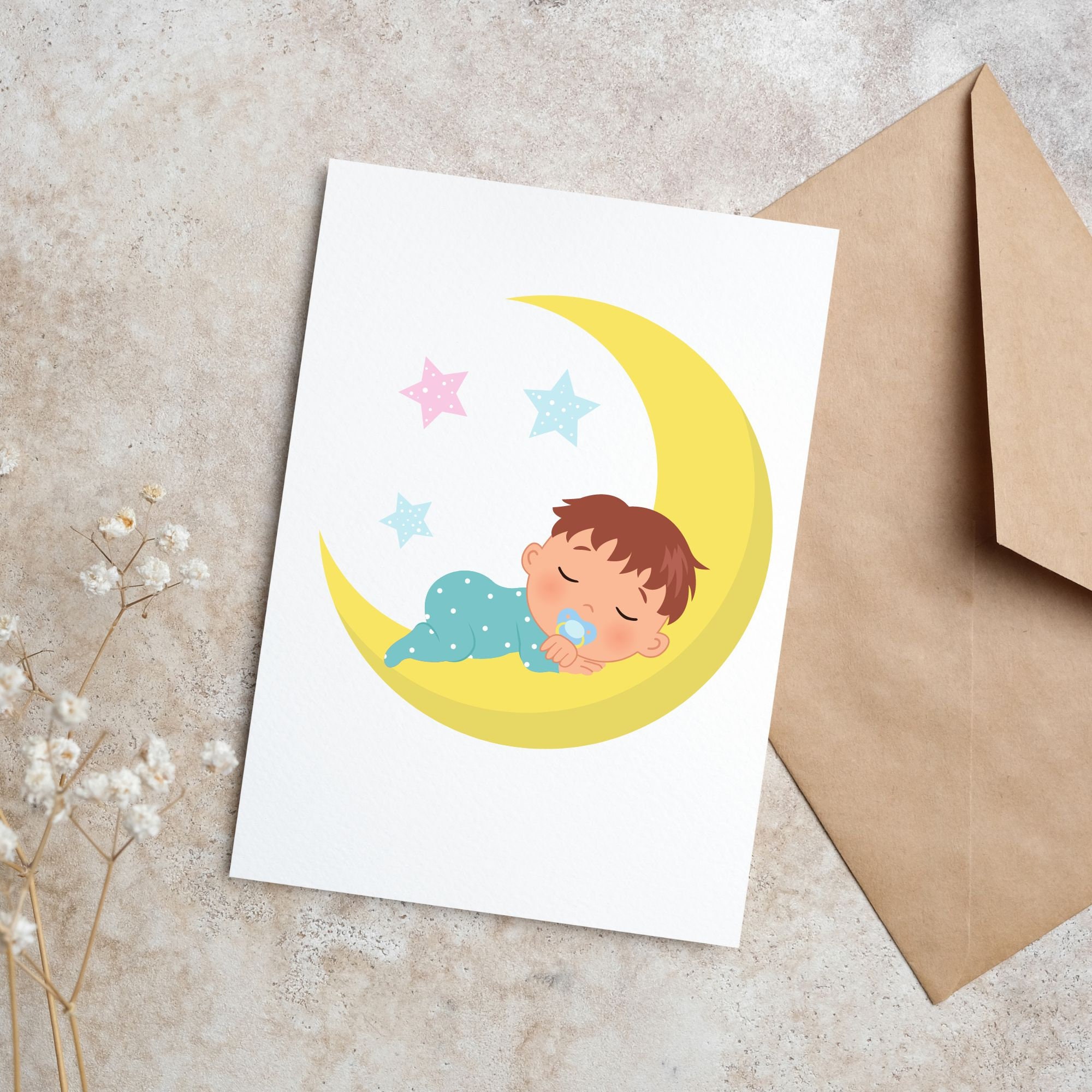 Baby Sleeping on the Moon SVG Cut File & PNG Sleeping Baby