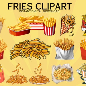 French Fries Clipart ,Fries Clipart Bundle ,Fries Png ,Fast food clipart ,  instant download , Digital Clipart , potato png ,potato clipart