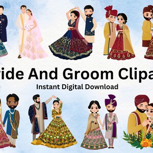 Bride and Groom Clipart, Wedding Day Clipart PNG ,Bride and Groom Png , Bridal Shower clipart , Wedding Invitation clipart ,digital Download