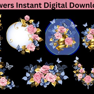 Flower watercolour  design ,Flower SVG, Watercolor Flower Clipart, Digital PNG, Flowers Digital Paper, Watercolor floral digital downlaod