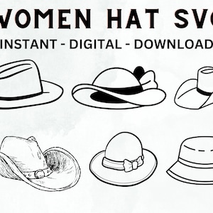 Vrouwen hoed SVG, bloemenhoed SVG, Lady Hat SVG, vrouwen hoed PNG, hoed overzicht SVG, mode hoed SVG, meisje met hoed SVG, vrouwen hoed clipart