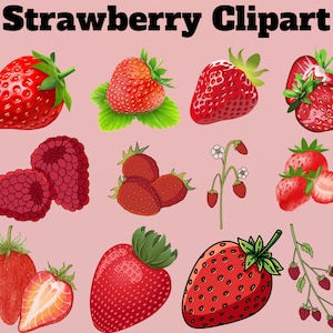 Watercolor strawberry clipart, sweets clipart, strawberry farm set, strawberry character , Strawberries Clipart Set ,  Instant Download