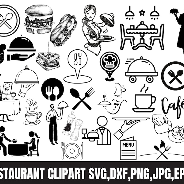 Restaurant svg bundle , Restaurant clipart Png ,Restaurant spilt svg , Restaurant chef svg bundle , Well detailed and well qualtiy product