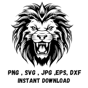 Lion Head Svg , Beautiful Lion roaring svg, Lion head clipart , Lion head svg file cut for cricut , Animal head png , Instant download